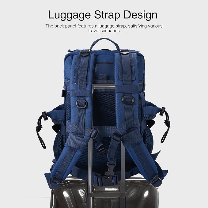 LHI Military Tactical Backpack for Men and Women 45L Army 3 Days Assault Pack Bag Large Rucksack with Shoe Compartment - Black and White - Image 6