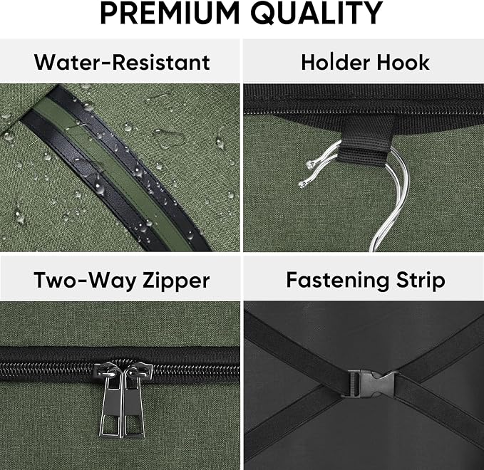 BALEINE Travel Garment Bag, Travel Suit Bag for Men, Water Resistant Carry on Garment Bag for Hanging Clothes, Garment Duffel Bag for Travel Business (Green, 42") - Image 2