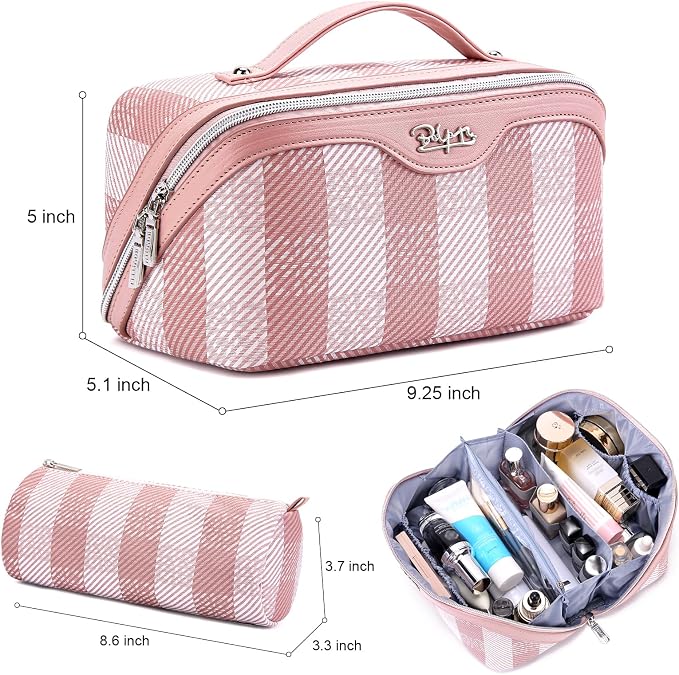 BOYATU Travel Makeup Bag Organizer Cosmetic Bag: 3 Pcs Set Make up Bags for Women with Handle - Waterproof Vegan Leather Toiletry Bags Travel Essentials Pouch with Compartments (F-03-Pink) - Image 7