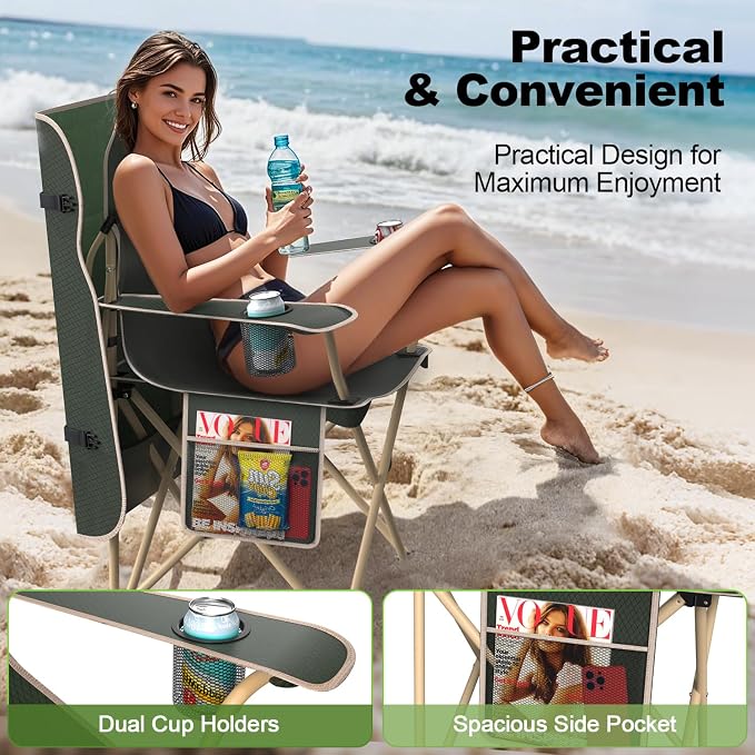 VTOY Portable Camping Chair with Canopy - Folding Chair with Canopy, Durable 600D Oxford Canopy Chair for Camping, Beach, Picnics, Fishing & Sports - Image 8