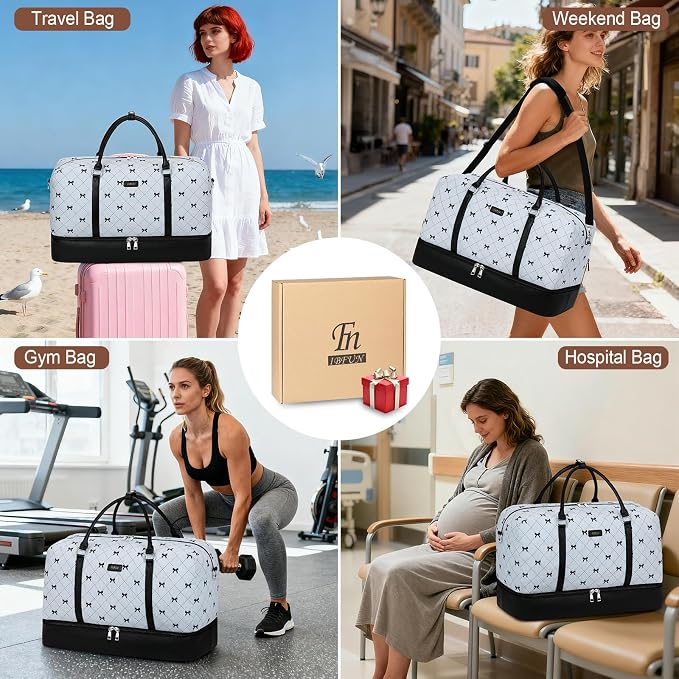 IBFUN Weekender Bags for Women, 21" Weekender Travel Bag, Travel Duffle Bag with Shoe Compartment Carry on Overnight Duffel Bag for Weekend Travel Business Trip, 3PCS - Image 7