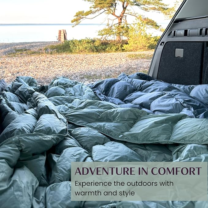 Down Camping Blanket with Footbox – Lightweight, Packable, Water Resistant Backpacking Quilt & Warm Puffy Compact Outdoor Throw – 52x77 with Stuff Sack for Stadium, Hiking & Travel - Image 9