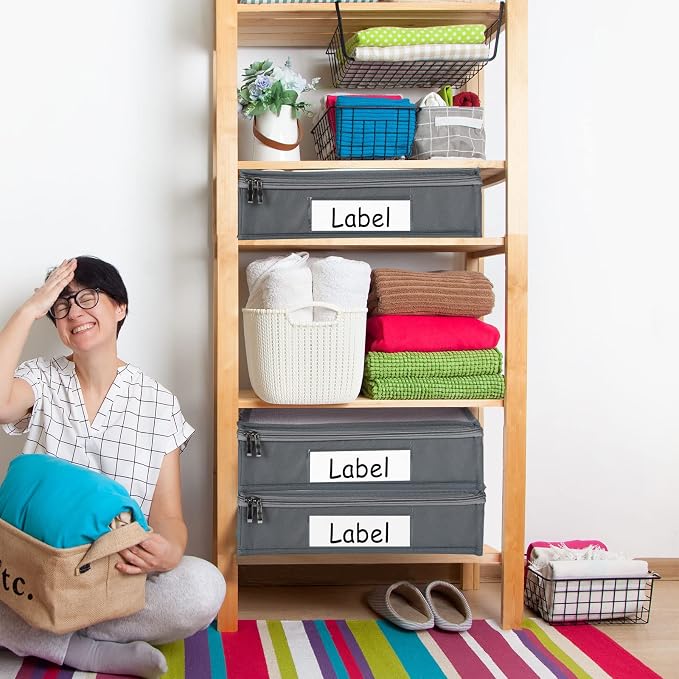 Panelee 6 Pcs 14 x 12 x 3 Inch Sweater Storage Bags Easy Gliding Zippered Sweater Package Organizer Closets Under The Bed Zippered Storage Bags with Label Pocket to Avoid Dust Dirt(Gray) - Image 6