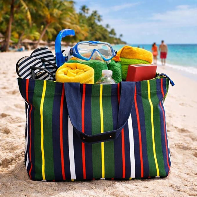 Salt Earth XL Beach Tote Bag for Women – XL Travel Tote with Zipper & Pockets, Oversized Canvas Pool Bag, Weekender Carry-On - Image 3