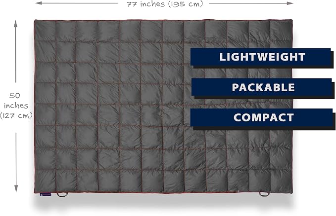 Get Out Gear Down Camping Blanket - Puffy, Packable, Lightweight and Warm | Ideal for Outdoors, Travel, Stadium, Festivals, Beach, Hammock | 650 Fill Power Water-Resistant Backpacking Quilt - Image 4