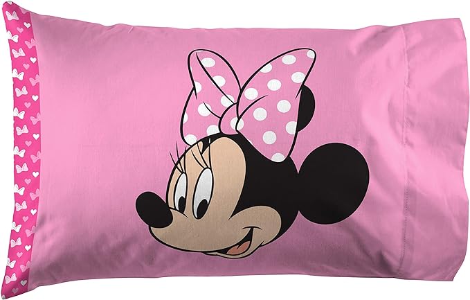Jay Franco Disney Minnie Mouse Kids Twin Sheet Set, 3 Piece Super Soft Microfiber - Deep Pocket Fitted, Flat & Pillowcase, Breathable, Machine Washable, Girls Bedding (Official Disney Product), Pink - Image 2