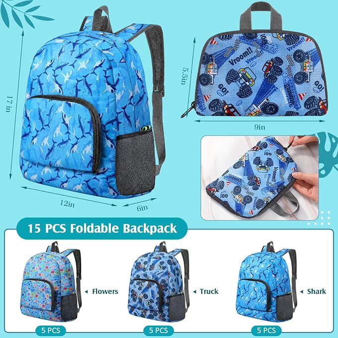 LEIFIDE 15 Pcs Backpack in Bulk 17 Inch Lightweight Foldable Student School Outdoor Travel Book Bag Assorted Colors - Image 2
