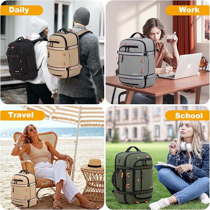 40L Travel Backpack 17.3" Laptop Carry On Duffel Flight Approved | TSA Approved, Wet & Dry Compartment, Water Resistant, Anti-Theft Pocket, Luggage Strap, USB Charging Port - Image 9