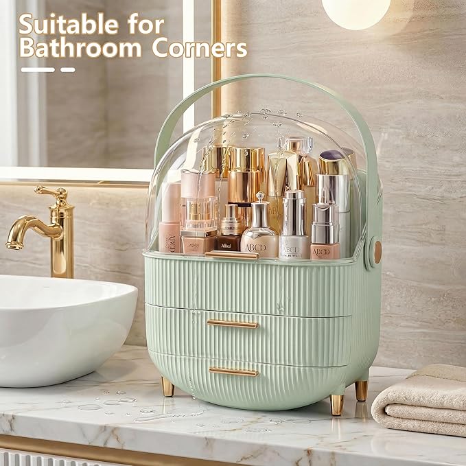 Makeup Organizer Skincare Organizers - Cosmetic Display Cases with Transparent Cover, SkinCare Organizers for Bathroom Countertop, Bedroom Vanity Desk, Lipstick Organizer, White - Image 4