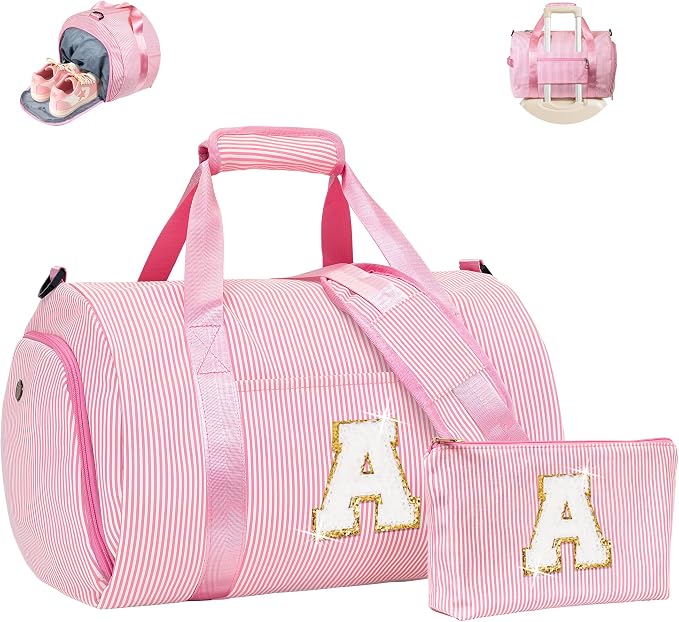 Birthday Gift-Gifts for 10 Years Old Girl, Girls Travel Duffle Bag, Dance Bag for Girls, Kids Overnight Bags with Shoe Compartment & Makeup Pouch, Teen Girl Gifts Trendy Stuff (Letter A) by Vogewood