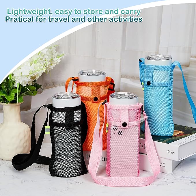 Mumufy Water Bottle Sling Holder Crossbody, Adjustable Strap Carrier with Zipper Pouch, Lightweight Nylon Hands-Free Bag for Hiking, Running, Gym, Workout, Camping, Travel - Image 3