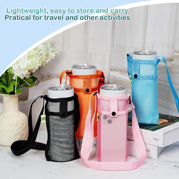 Mumufy Water Bottle Sling Holder Crossbody, Adjustable Strap Carrier with Zipper Pouch, Lightweight Nylon Hands-Free Bag for Hiking, Running, Gym, Workout, Camping, Travel - Image 3
