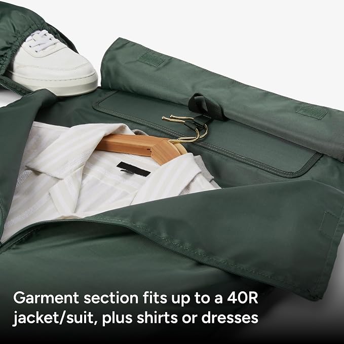 Halfday Convertible 2-in-1 Garment Duffel Weekender Bag 40L: Wrinkle-Free Travel (Hanging Suit Compartment, Shoe Pockets, Trolley Sleeve), Durable & Water-Resistant Carry-on, Cactus - Image 2