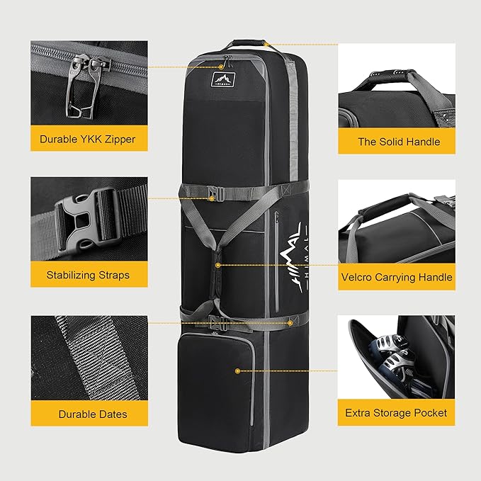 GoHimal Golf Travel Bag with Wheels, Heavy-Duty 1200D Oxford | Water-Resistant 1200D Oxford, Soft-Sided Design, Rolling Wheels, Universal Fit, Airline Travel, Suit for Unisex - Image 4