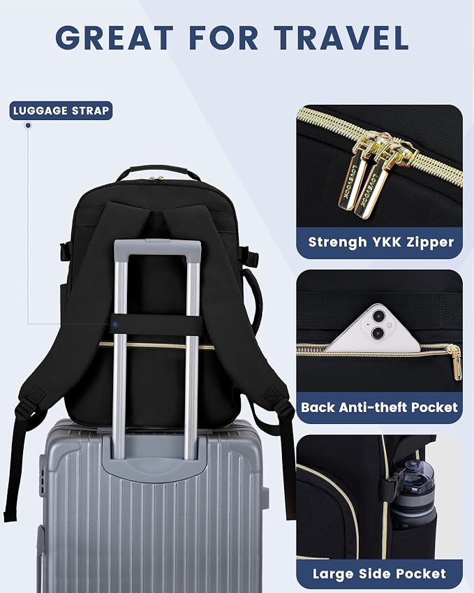 LOVEVOOK 40L Travel Backpack Flight Approved Carry on Backpack,3 Packing Cubes,Waterproof Personal Item Travel Bag,TSA Carry on Luggage Suitcase Travel Essentials,Gifts for Women & Men,fits 17" Laptop - Image 8