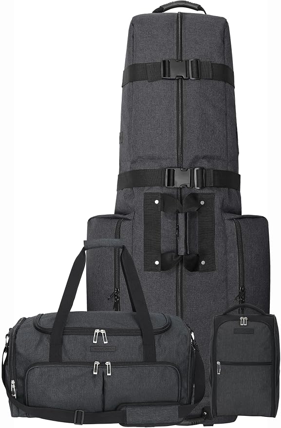 CaddyDaddy Constrictor Soft-Sided Golf Travel Bag Cover with Thick Dense Foam Padded Top 1 Year Full Travel Bag Replacement Coverage | Wheels & Lockable Zippers Case for Transporting Clubs on Airlines by CaddyDaddy