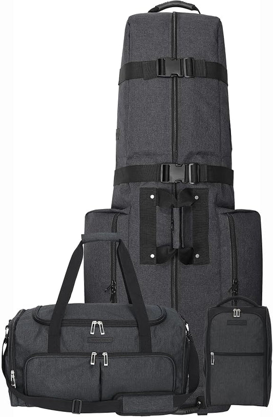 CaddyDaddy Constrictor Soft-Sided Golf Travel Bag Cover with Thick Dense Foam Padded Top 1 Year Full Travel Bag Replacement Coverage | Wheels & Lockable Zippers Case for Transporting Clubs on Airlines by CaddyDaddy