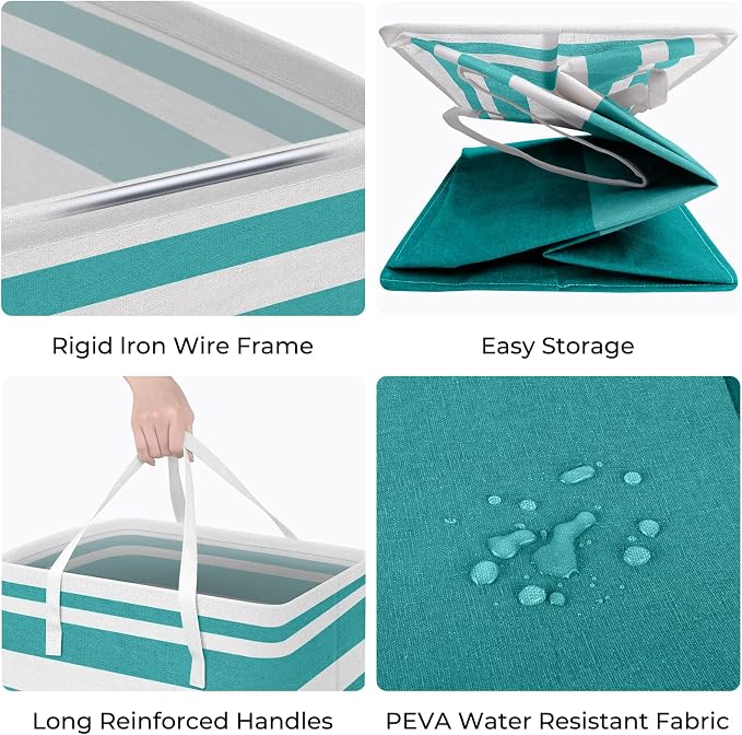 HomeHacks 2-Pack Large Laundry Basket, Waterproof, Freestanding Laundry Hamper, Collapsible Tall Clothes Hamper with Extended Handles for Clothes Toys in the Dorm and Family (Green, 75L) - Image 2
