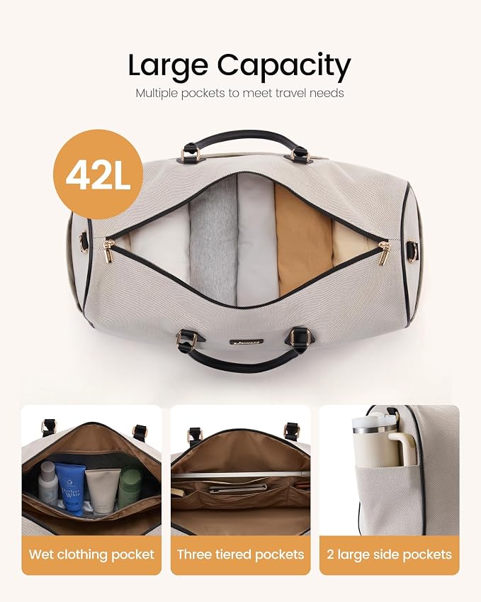 LOVEVOOK Garment Bags for Travel,3 in 1 Garment Duffle Bags for Travel with Shoe Pouch,Carry on Garment Bag for Women Men,Hanging Suitcase Suit Dress Business Travel Bag Weekender Bag - Image 5