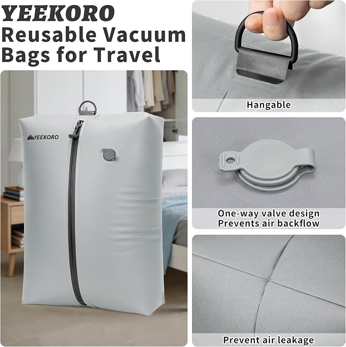 Upgraded Vacuum Bag for Travel, Professional IPX8 Waterproof Reusable Vacuum Compression Bags for Travel Suitcases, Durable Space Saver Bag - Image 8