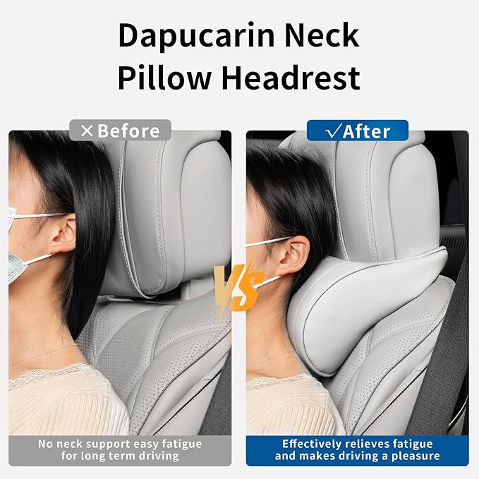 Car Headrest Memory Foam Neck Pillow for Driving Off-White 2 Pack | Soft Comfortable Leather Seat Head Rest Pillow Headrest Travel Neck Support Cushion for Most Cars SUV Home Office Chair - Image 7