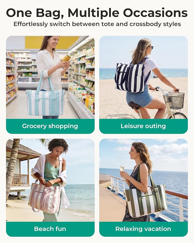 BAGSMART Large Beach Bag for Women, Oversize Tote Bag for Travel/Swim Pool/Summer | 3-Ways to Carry - Image 8