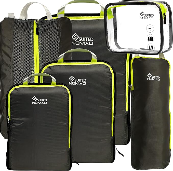 SUITEDNOMAD Ultralight Compression Packing Cubes Set, Suitcase and Backpack Travel Organizer Bags by SUITEDNOMAD