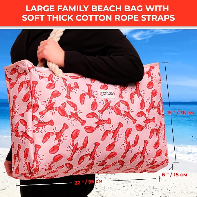 Beach Bag and Pool Bag Has Cooler Pocket, 7 Pockets Total, Zip Top. Family Size Waterproof Beach Tote - Image 4