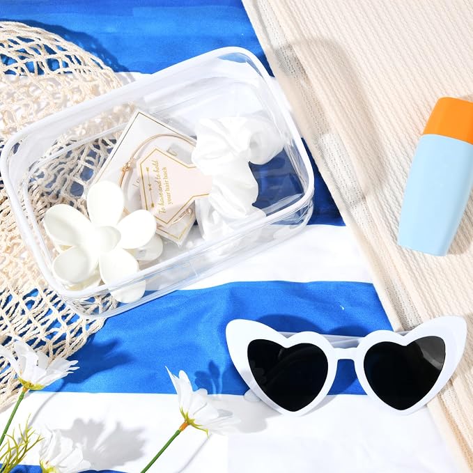 DEEKA 30 Pcs Bridesmaid Proposal Bag Set Gift Clear Makeup Toiletry Bag Bachelorette Party Favors Sunglasses Flower Claw Clips Scrunchies Knot Bracelets Bridal Wedding Party Gifts (White) - Image 5