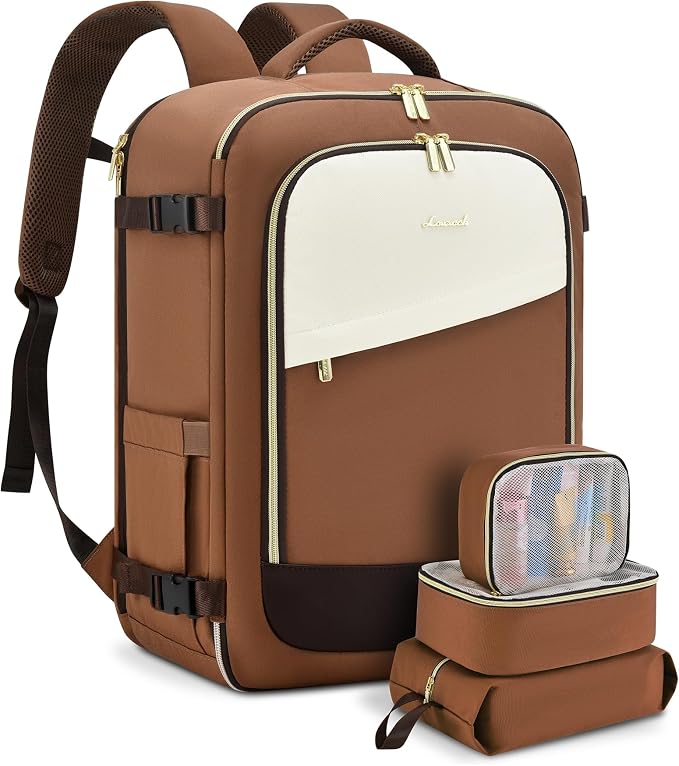 LOVEVOOK Travel Backpack for Women, 40L Carry On Backpack Flight Approved, Large Personal Item Bag Fits 17 inch Laptop, TSA Approved Luggage with 3 Packing Cubes,Waterproof Weekender Gym Essentials by LOVEVOOK