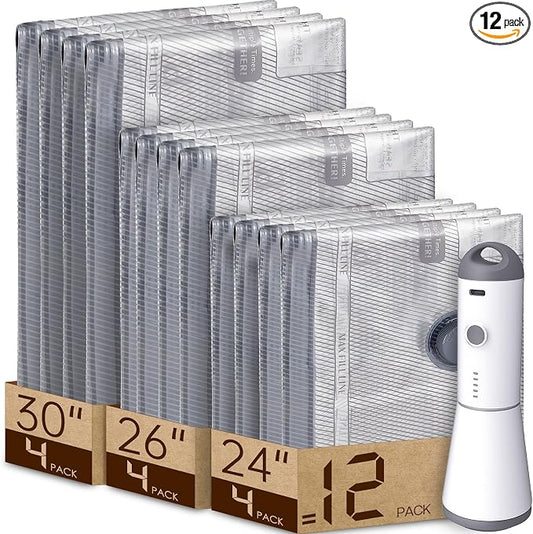Vacbird 12 Pack Vacuum Bags for Travel with Rechargeable air Pump, Carry-on Size Vacuum Seal Bags for Luggage and Suitcase Compression, Space Saver for Clothes and Clothing Travel by Vacbird
