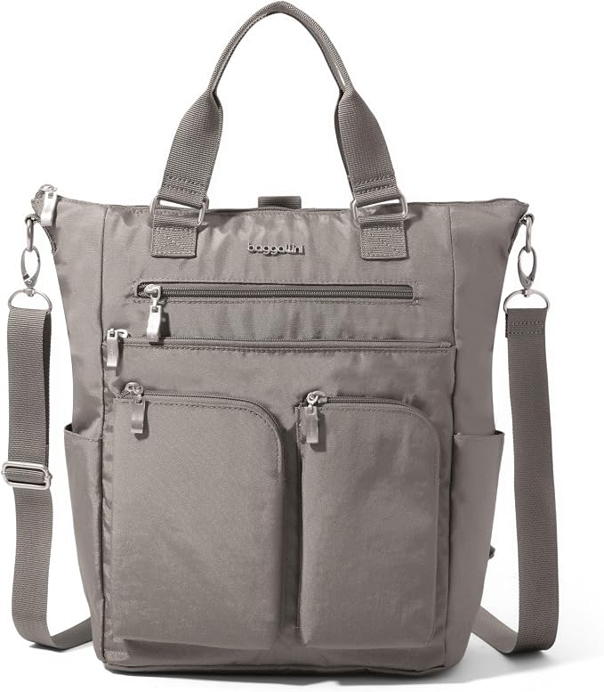 Baggallini All Set 3 in 1 Tote Backpack - 15"x10.5" Lightweight Travel Bag w/RFID Phone Wristlet by baggallini