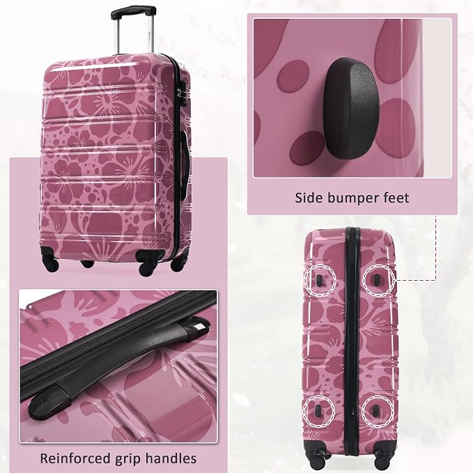Merax Luggage Sets 3 Piece, Hardside Suitcase Set with Spinner Wheels | Lightweight 20+24+28 IN Suitcase with Carry on Luggage, Purple Pink - Image 6