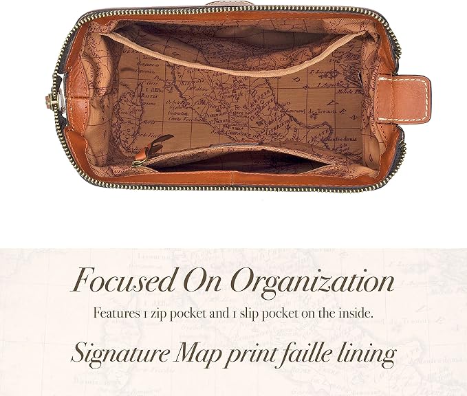 Patricia Nash Travel Toiletry Bag for Men - Heritage Leather Travel Case, Dopp Kit for Men, Full Grain Handcrafted Leather, Toiletry Bag, Stylish Travel Case, Brushed Brass Hardware, Zipper Closure - Image 3