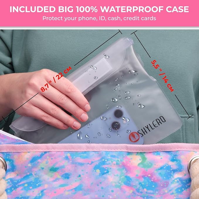 Beach Bag and Pool Bag Has Cooler Pocket, 7 Pockets Total, Zip Top. Family Size Waterproof Beach Tote - Image 2