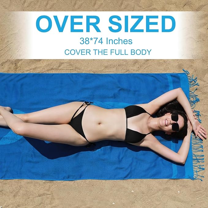 Genovega 6 Packs Oversized Turkish Beach Bath Towel Set Bulk 74"x38" Extra Large Sand Free Quick Dry Swim Camping Pool Clearance Towels Travel Blanket Adult Essentials - Image 5