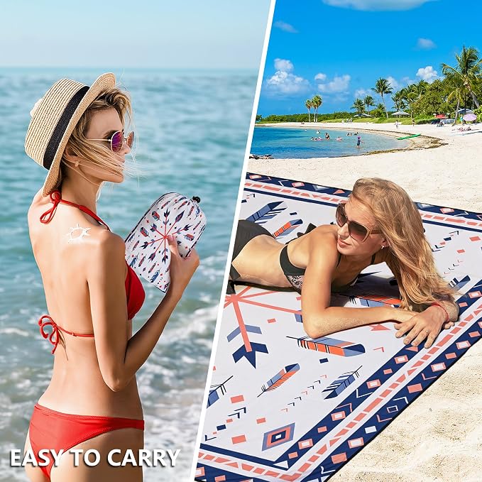 HIHOHO Beach Blanket Waterproof Sandproof Extra Large Beach Mat 79" X 83"/120"x108"for 1-8 Adults Quick Drying Durable Outdoor Picnic Mat for Beach Travel Camping Hiking - Image 4