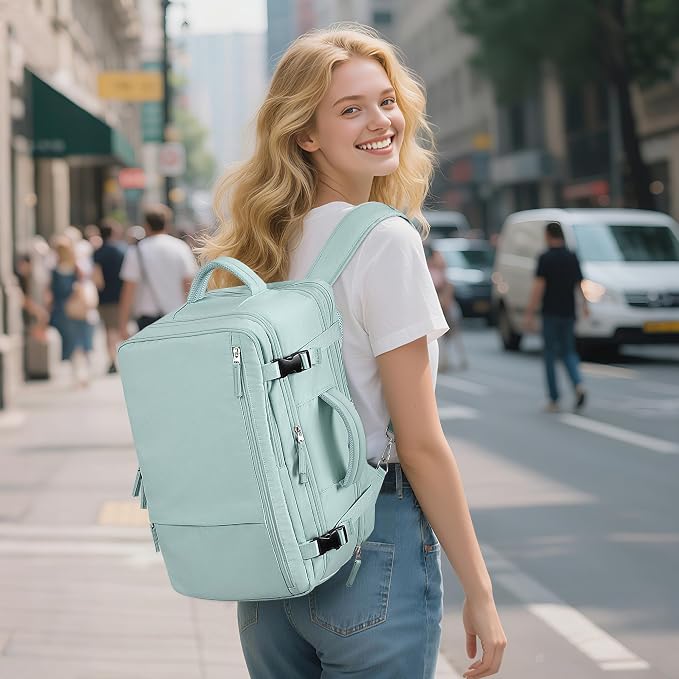 Sinaliy Large Travel Backpack for Women, 40L Carry On Backpack, 17 Inch Laptop Waterproof Backpack, College Bookbag, Backpack for Women, as Person Item Flight Approved | Waterproof Large Expandable College Bookbag, as Person Item Flight Approved with A... - Image 2