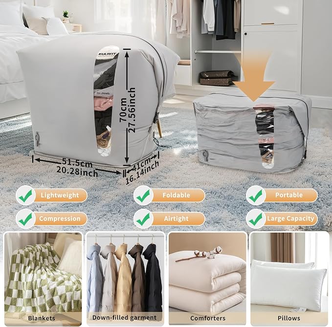Reusable Vacuum Compression Space Saver Bag,Waterproof Professional IP67 Zip Vacuum Bags for Packing Organizers,Lightweight Compression Packing Bags for Home Family(No Pump) - Image 2