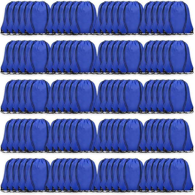 Grneric Drawstring Backpack Bulk 100Pcs Cinch Bag, Polyester Drawstring Bags for Gym Beach Sports Short Trip Party (Navy Blue) by Grneric