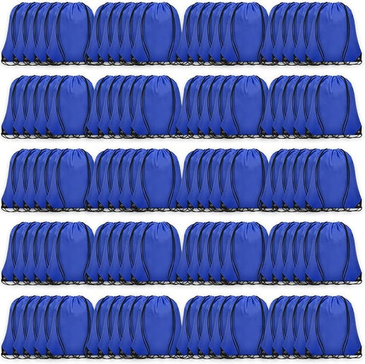 Grneric Drawstring Backpack Bulk 100Pcs Cinch Bag, Polyester Drawstring Bags for Gym Beach Sports Short Trip Party (Navy Blue) by Grneric