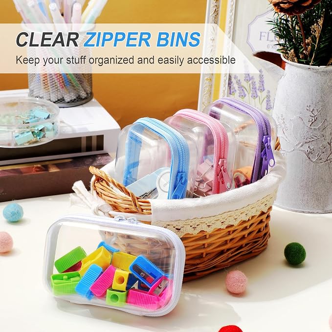Hoolerry 4 Pcs Hard Clear Zipper Case Makeup Bags Plastic Zipper Pouch Transparent Storage Box Containers for Cosmetics, Snacks, Building Blocks, Puzzles(Clear,5 x 3 x 2 in,Multicolor) - Image 6