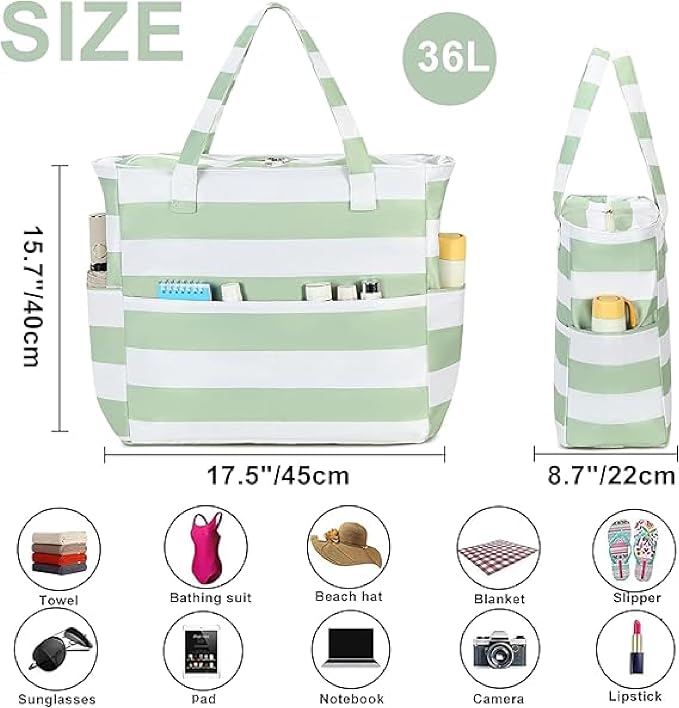 Bluboon Waterproof Beach Tote Pool Bags for Women Ladies Extra Large Carry On Bag With Wet Compartment for Weekender Travel - Image 3