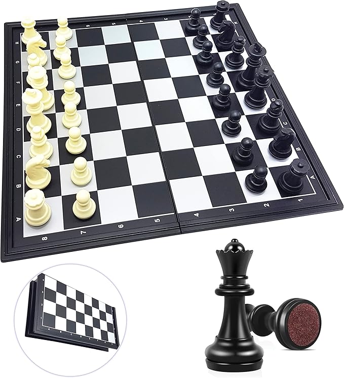 Lexibook Chessman® Classic, Magnetic and Foldable Chess Game, 32 Pieces, Family Board Game, Black/Grey, CGM320