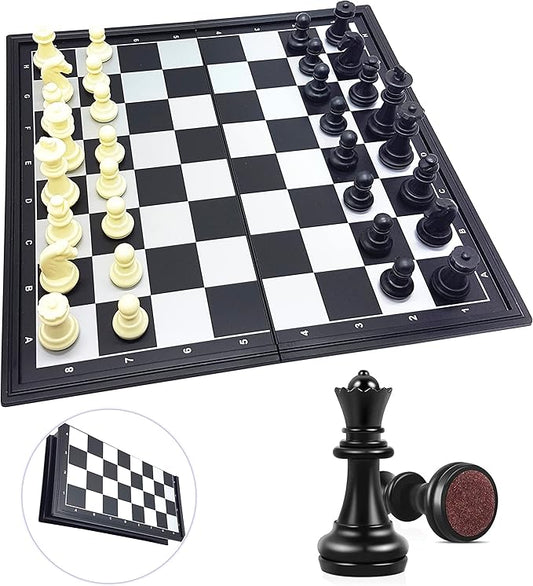 Lexibook Chessman® Classic, Magnetic and Foldable Chess Game, 32 Pieces, Family Board Game, Black/Grey, CGM320