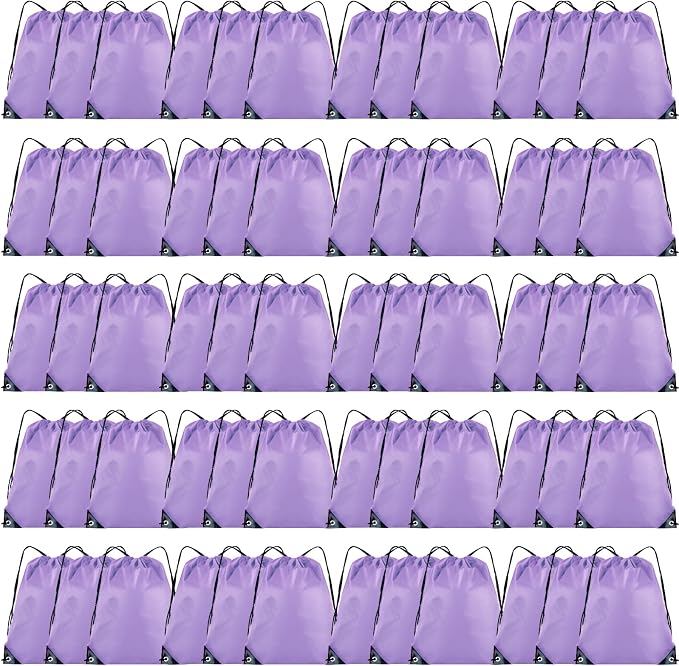 Grneric 60 Pieces Drawstring Backpack Bulk Cinch Sackpack Ployster Drawstring Bags for Gym Party Trip(Lavender) by Grneric
