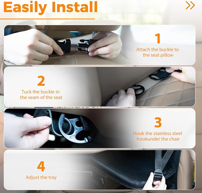 Backseat Car Organizer with Tray, 9 Storage Pockets Back Seat Protector with Foldable Tablet Holder, Waterproof Back of Seat Kick Mats for Kids Adult, Travel Accessories 2 Pack, Gray - Image 9