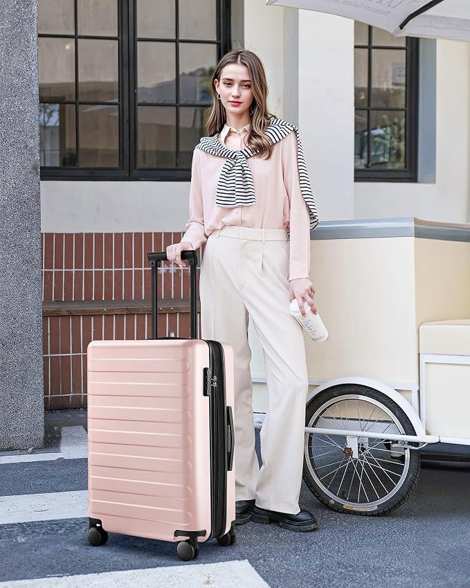 NINETYGO Large Checked Luggage 28 Inch, Checking In Luggage with Smooth Spinner Wheels, Expandable, Hard Shell PC Suitcase, Lightweight Travel Luggage, TSA Approved (Pink, Rhine Max) - Image 2