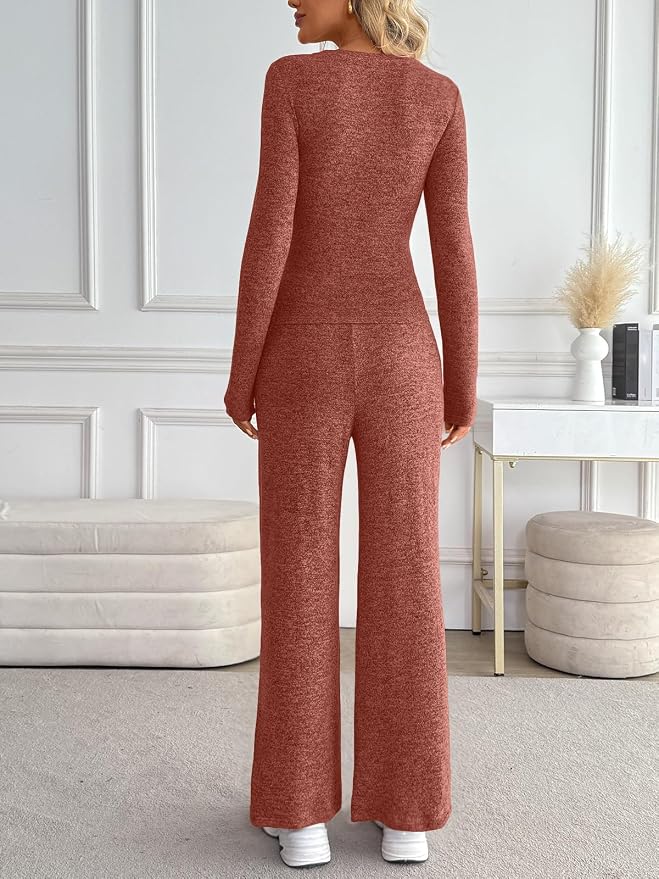 LILLUSORY Womens 2 Piece Matching Lounge Sets 2026 Fall Fashion Outfits | Long Sleeve Top & Drawstring Wide Leg Pants with Pockets, Workout Gym Comfort Sweat Suit, Travel Airport Vacation Clothing - Image 4
