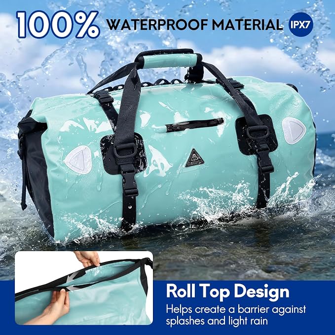 Haimont Waterproof Duffel Bag Roll-top Dry Duffel Bag with Quick-fixed Straps for Motorcycling, Rafting, Boating, SUP, Kayaking, Travel, 50L/70L - Image 2